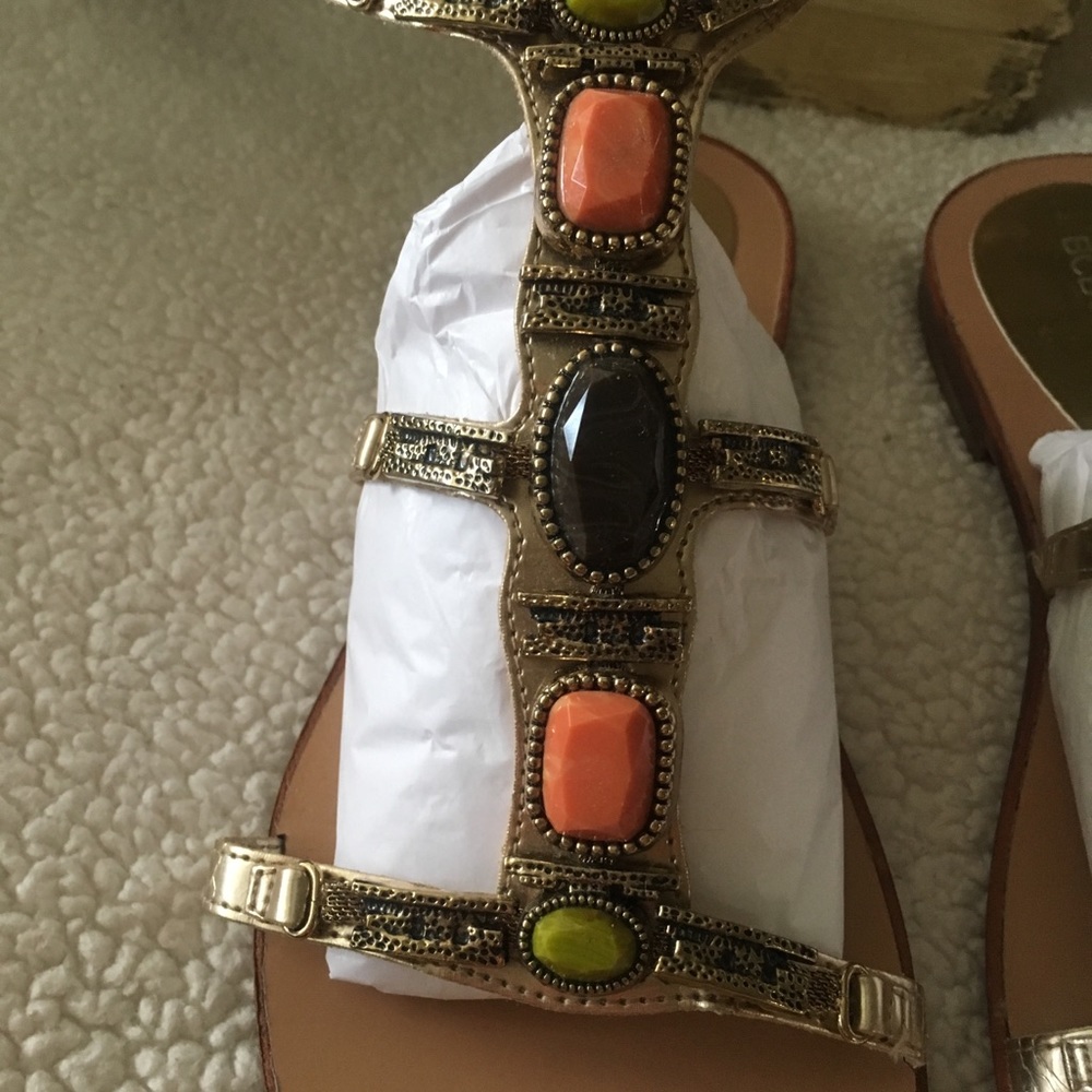 Bcbgeneration Gold Gemstone Gladiator Sandals - image 3